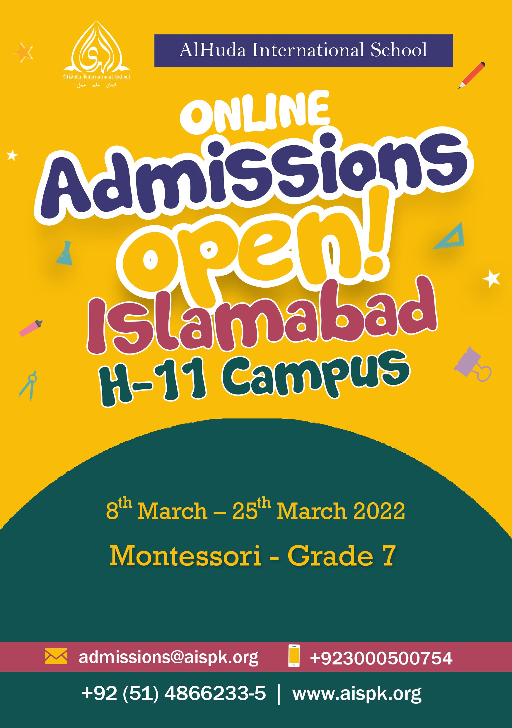 Admission 2022 Islamabad (H-11 & CBR Campuses) - AlHuda International ...